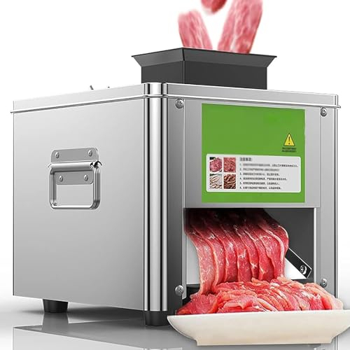 Qiang Máquina Cortadora De Carne Profesional,Rebanadas Tiras Cubos 3 En 1,Cortadora Fiambre Eléctrica 850w,Cortadora De Alimentos Acero Inoxidable para Comercial En El Hogar,2.5-21mm