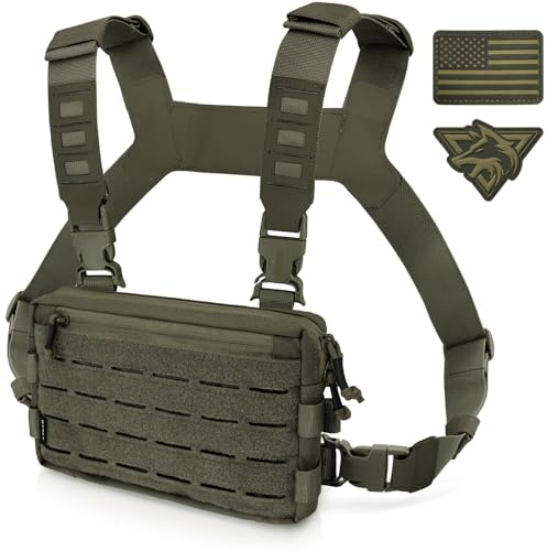 WYNEX Taktische Brust-Rig-Packung für Herren, Lauf-Brusttasche mit Frontschlaufe, Recon Chest Rigs für die Jagd, Outdoor, EDC, Farbe: Grün