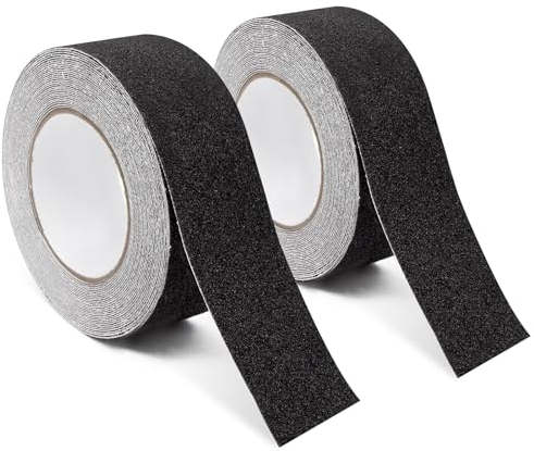 Luriseminger 2pcs Ruban Antidérapant 5cm x 10m, Forte Adhésif Ruban Autocollant Anti-dérapante Bande Antidérapante Adhésive pour Intérieur et Extérieur, pour la Sécurité au Travail et la Maison