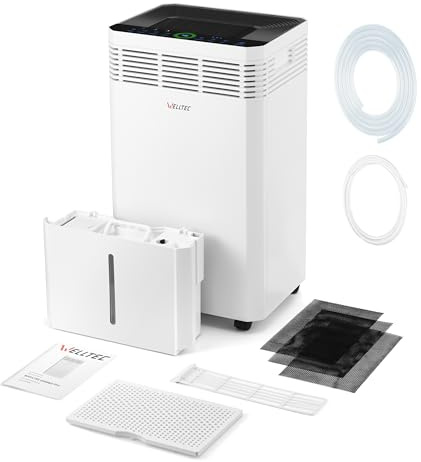 Welltec DHN60 Pro Luftentfeuchter | max. 60 l/24h | für Räume von 140 m² | Kondensatablasspumpe | Luftstrom max. 650 m³/h | mit Kohlefilter und UV-Lampe zur Luftreinigung