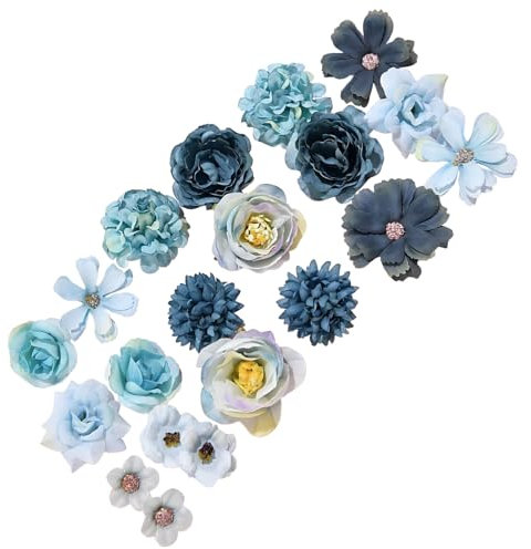 20Pcs Artificial Flower Heads Crafts Artificial Flowers Decorative Artificial Flowers For Wreath Weddings Parties Garden Decorations Diy Crafts Decorations Photo Props Craft Party Table Decor (Blue)