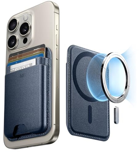ESR for MagSafe Wallet, 5-Card Holder, RFID Blocking, with 3,200 g Magnetic Strength, Vegan Leather, Ultra-Slim Magnetic Wallet for iPhone 16/15/14/13/12 Series, Not 13/12 Mini, Dark Blue