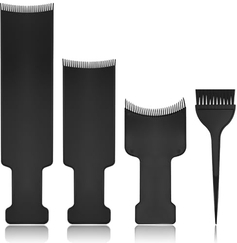 4 PCS Balayage Highlighting Board and Highlighting Brush Kit, 1 Hair Dye Brush and 3 Balayage Highlighting Board with Teeth Hair, for Hair Dye, Hairstylist Accessories Brushes