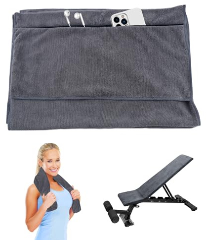 QINGYIWL Fitness Handtuch 135 x 50 cm, Mikrofaser Sporthandtuch mit Reißverschluss Tasche, Gym Handtuch für Yoga, Sport, Fitnessstudio