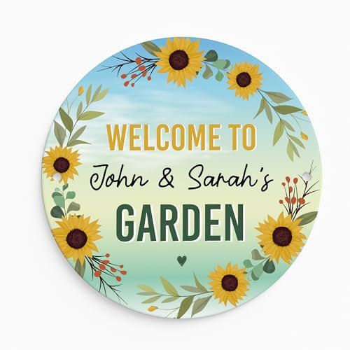 Red Ocean Personalised Welcome To Any Name's Garden Sign For Shed Garden Sign For Outside Hanging Wall Door Fence Sunflower Design Summerhouse Plaque Gift Women