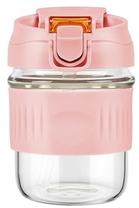 LifmPlay 12oz Glass Shaker Bottle, Borosilicate Glass Blender Protein Powder Leak-Proof Shaker Cups for Protein Shakes Mixes with Stainless Steel Shaker Ball