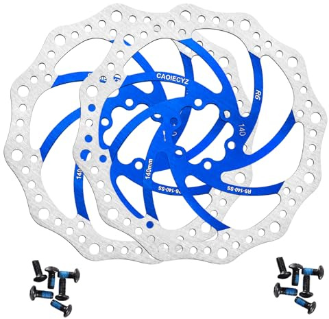 Disques de frein pour vélo lot de 2, inclut 12 vis, disque R6 140 mm Bleu