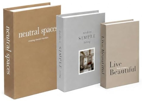 3PCS Flat Fake Books Faux Book Decorative Books for Display Shelf Decor | Hollow Cardboard Book Decor for Bookshelf Home Office Decoration 3 Size