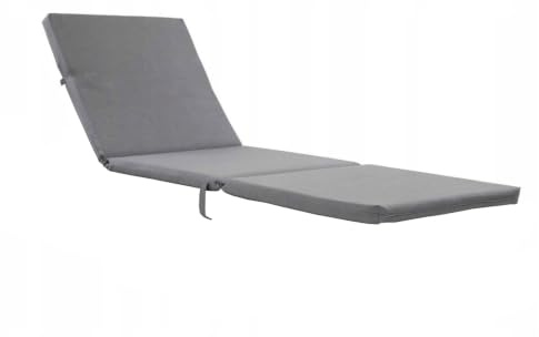 Bazkar Cojín para Tumbona | Espuma hidrófuga | Plegable con Correa de sujeción | para tumbonas de jardín (Gris, 192 x 64 cm, Tela S-MAX Melange)