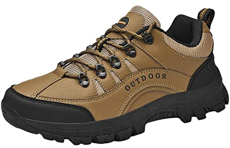 Slip On träningsskor herr ortopediska promenadskor sommar höst män vandring tjock botten nät andningsbar sko vardaglig mitten vandring vandringskängor löpning utomhus mode lätt sneaker, Brun, 39.5 EU