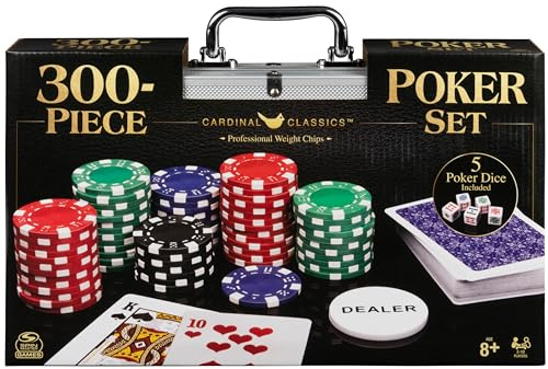 Spin Master Games, Cardinal Classics, 300-Piece Poker Set with Aluminum Carrying Case & Professional Weight Chips & Poker Dice, for Ages 8+