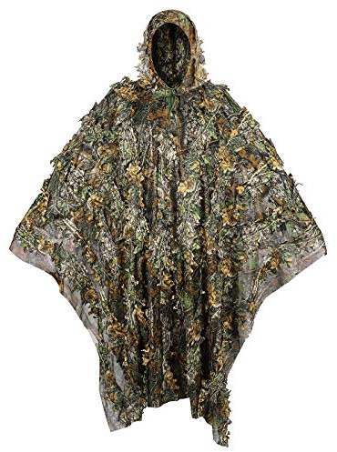 Outdoor Camouflage Ghillie Poncho 3D Leaves Hunting Cape Camouflage Cloak Stealth Ghillie Suit for Bird Watch Military CS Woodland