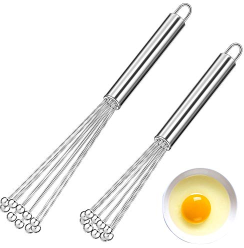 Frusta da Cucina, NALCY Frusta a Sfera, Set di Frusta per Uova in Acciaio Inox per Cucinare, Frullare, Sbattere, Mescolare (10 Pollici e 12 Pollici)