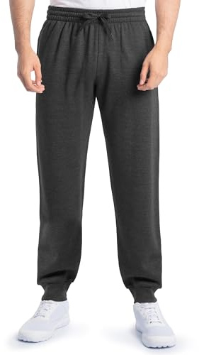 Fruit Of The Loom Mens Eversoft Fleece Elastic Bottom With Pockets, Relaxed Fit, Moisture Wicking, Breathable Sweatpants, Black Heather, Large US
