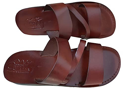 Jesus Sandales en cuir style romain 10, marron foncé, 40 EU Large