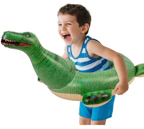 HOHQB Lifelike Tyrannosaurus Inflatable Dinosaur Pool Floats Kids, Swimming Pool Ring, Kids Pool Toys for Toddlers Ages 3-12 Boys Girls (Green)