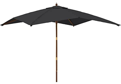 vidaXL Parasol de Jardin avec mât en Bois Noir 300x300x273 cm, Parasol, Parasol d'extérieur, Parasol de Patio, Parapluie, Parasol de terrasse