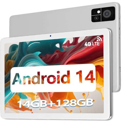 Tablet 2025, tablet Android da 10 pollici con CPU Octa-core da 14 GB di RAM + 128 GB di ROM + 1 TB di espansione, batteria da 7000 mAh, display interno 1280 x 800, 5G/2.4G WiFi + 4G LTE, BT