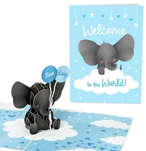 Central 23 Tarjeta Pop Up De Elefante - Tarjeta De Felicitación 3D Para Baby Shower Embarazo - Tarjeta Emergente Para El Nacimiento De Un Bebé, Nieto, Sobrino, Hermano - Viene Con Pegatinas