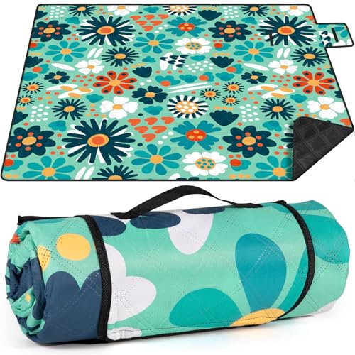 GLOSKIN Manta Picnic, Picnic Blanket de 200 × 200 cm, Manta de Playa Lavable Portátil, Manta para Acampar Al Aire Libre, Adecuada para Al Aire Libre, Barbacoa, Picnic, Playa, Parque