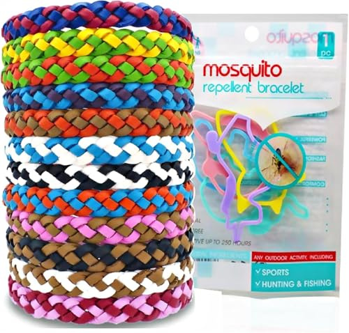 Mosquito Repellent Wristbands 12-Pack, Adjustable Leather DEET-Free Wristbands, Powerful and Effective Protection, Insect Repellent Wristbands for Adults and Kids