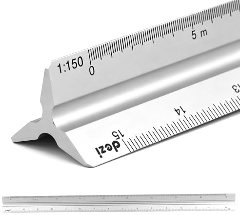 Scala triangolare, scalimetro professionale, righello triangolare, scalimetro triangolo, 30 cm, argento, scala 1:20, 1:25, 1:50, 1:75, 1:100, 1:150, per insegnanti, studenti, scuole, famiglie