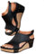 Whimsyard Sandales compensées en cuir pour femmes, sandales compensées à plateforme large, sandales compensées d'été à boucle à bout ouvert pour femmes