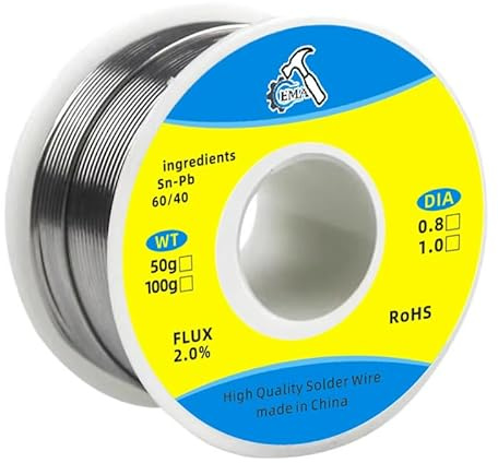 Daevkaema 60-40 Tin Lead Rosin Core Solder Wire for Electrical Soldering, Content 1.8% Solder Flux Sn60-Pb40 (0.8mm 50g)