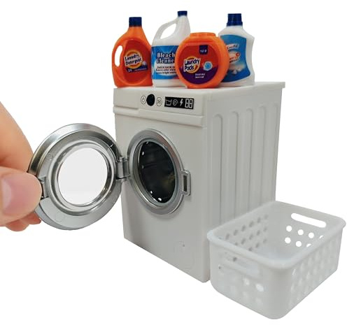 Cyraft 1:12 Scale Miniature Electric Washer and Dryer Set, Realistic Dollhouse Laundry Room Accessories, Mini Toy Washing Machine