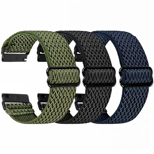 Ouligay 3 Pcs Quick Release Braided Watch Bands -18 mm 19 mm 20 mm 22 mm 24 mm Adjustable Elastic Nylon Smartwatch Bands Sport Loop Watch Straps Breathable Replacement Band for Men Women