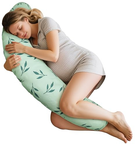 MaiaNatur – Cojin Lactancia XXL 180 cm | Almohada Embarazada Suave y Adaptable | Comodidad Extra para Amamantar y Descansar en la Maternidad