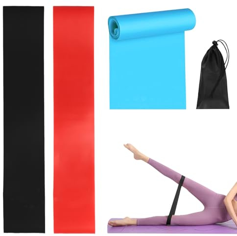 3 Bandas Elasticas Musculacion: 1 Cinta Elastica Ejercicios & 2 Cintas Elasticas Musculacion Fitness para Hombres y Mujeres Muñequeras, Bandas de Resistencia para Fitness Yoga Pilates Entrenamiento