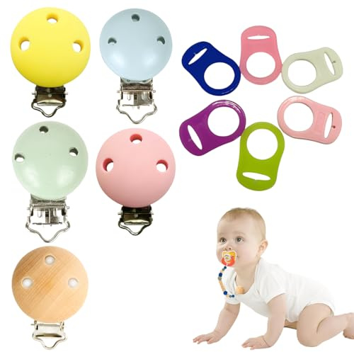THQAE 11 pcs clips per catenella portaciuccio, clip portaciuccio, clip ciuccio, porta Baby, clip porta ciuccio Dentizione