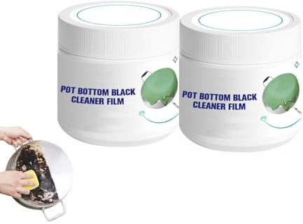 Pellicola detergente nera per fondi di pentole, detergente multiuso per la rimozione di residui bruciati da pentole, pellicola detergente nera per pentole (2PCS)