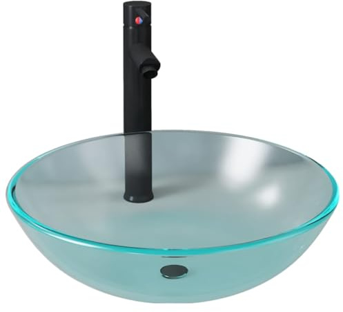 Lumanois Lavabo baño Grifo&desagüe de Empuje Vidrio Templado Esmerilado,Lavabos y fregaderos,Lavabos,8.08kg-3098445