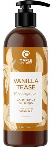 Vanilla Sensual Massage Oil for Couples - Irresistible Full Body Massage Oil for Date Night with Smooth Gliding Coconut and Sweet Almond Oil with Dreamy Vanilla Scent - Non GMO Gluten Free and Vegan