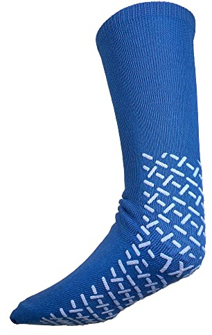 XXXL Blue Slip Stop Non-Skid Slipper Socks (12 Pairs) (Extra Wide Bariatric)