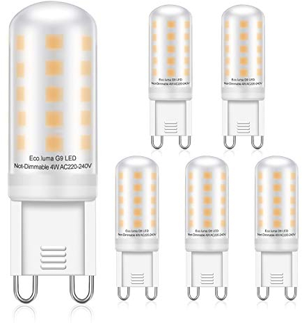 Eco.Luma G9 LED Lampen Warmweiß 3000K 5W Ersatz 28W 33W 40W Halogenlampen, Nicht Dimmbar, Kein Flackern Leuchtmittel, 425LM,AC220-240V, LED G9 Birnen 5er Pack