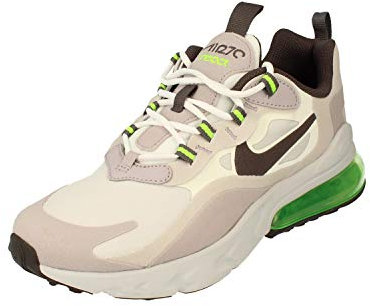 Nike NIKE AIR MAX 270 REACT (GS), Boy's Running Shoe, Summit White/Silver Lilac/Electric Green/Vapste Grey, 6 UK (39 EU)