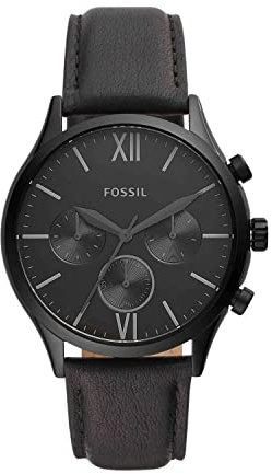 Fossil Fenmore - Montre Multifonction avec Bracelet en Cuir Noir pour Homme BQ2364