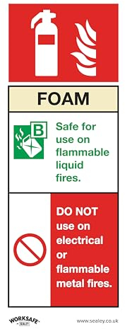 Sealey SS30V10 Extintor de espuma – Señal de seguridad de condiciones seguras, vinilo autoadhesivo, paquete de 10