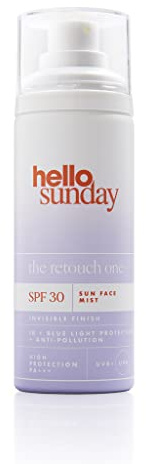 hello sunday | Bruma facial invisible en formato spray con ácido hialurónico, FPS 30, 75 ml
