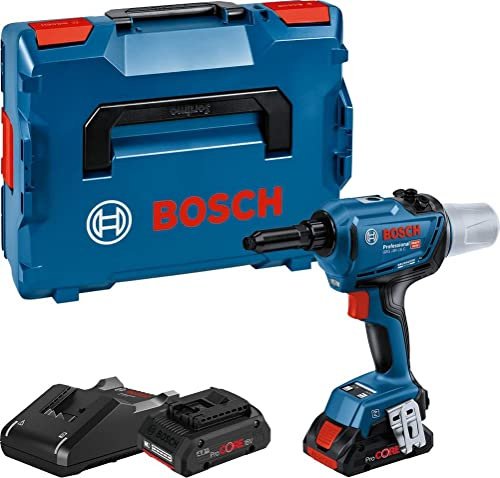 Bosch Professional 18V System Akku Nietpistole GRG 18V-16 C (Zugkraft max. 16.000 N, Hublänge 25mm, inkl. 2x ProCORE18V 4.0Ah Akku, Schnellladegerät GAL 18V-40, L-BOXX)