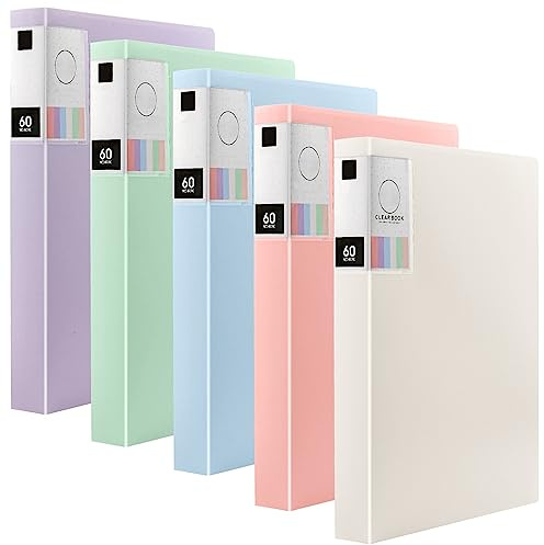 ZOENHOU Confezione da 5 quaderni A4 con buste in plastica e pellicola trasparente per presentazioni e organizzazione documenti, 5 colori