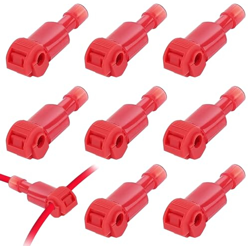Lot de 8 connecteurs de câbles/bornes de raccordement pour robot tondeuse à gazon, connecteurs de dérivation en T, compatibles avec Gardena, Husqvarna, Yard Force, Worx, Bosch (rouge)