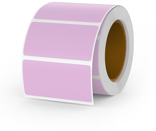 YIKIADA Violet termiska etiketter, 500 st vinyletiketter, 25 x 50 mm (0,87 x 1,97 tum), rulle, rektangulär, självhäftande, adressetikett, vattentät, vinylklistermärken för namn, streckkod, QR-kod