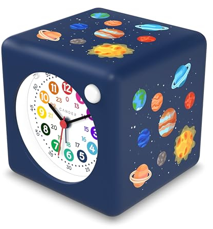 Cander Berlin MNU 1210 G Kinderwecker lautlos Licht Weltraum Snooze Beleuchtung ohne Ticken Jungen Mädchen Kinderzimmer