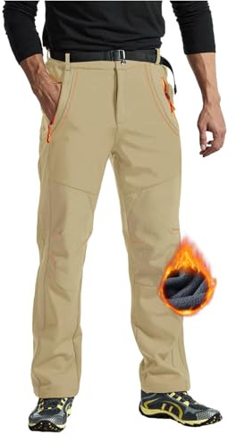 Rdruko - Pantaloni da uomo per sci, impermeabili, invernali, in softshell, antivento, con fodera termica, da snowboard, da trekking, con tasche, XL