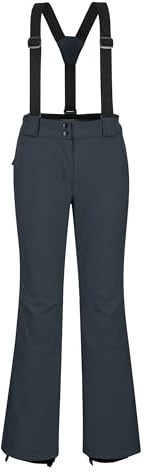 Outdoor Ventures Women's Ski Pants Ski Trousers Waterproof Snowproof Thermal Ladies Snow Pants Adjustable Waist & Detachable Braces for Skiing, Snowboarding Grey L/31L