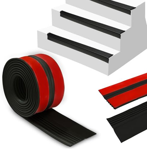 BOYIFEIJIE Stair Nosing Profile, Self-Adhesive, 4 m Non-Slip Stair Edging, Angle Profile, Plastic, Angle Strip, Self-Adhesive 50 x 45 mm, PVC Stair Edge Protection, Step Edge Profile, Black